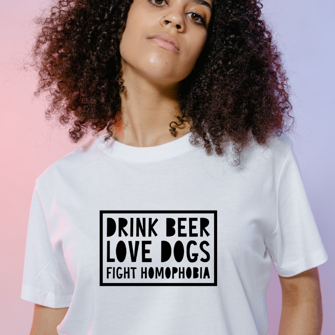 TDFT “DRINK BEER. LOVE DOGS. FIGHT HOMOPHOBIA” TEE