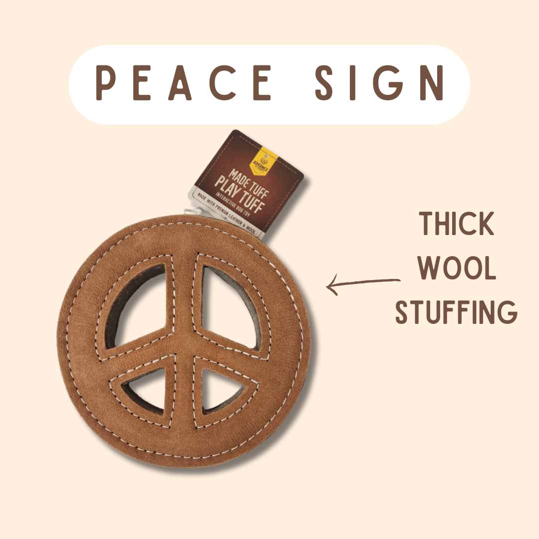 Leather Peace Sign Dog Toys by Tuff Toys